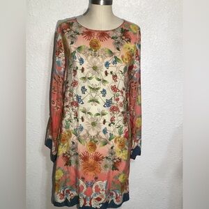 Johnny was women’s silk floral long sleeve shirt dress size small